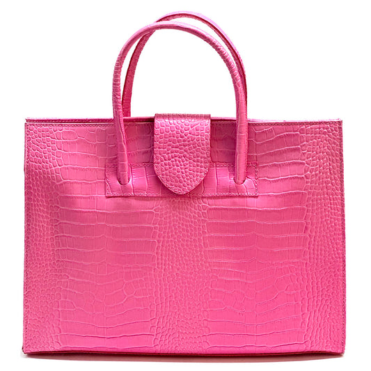 Crocetta Elegant Crocodile-Embossed Leather Briefcase