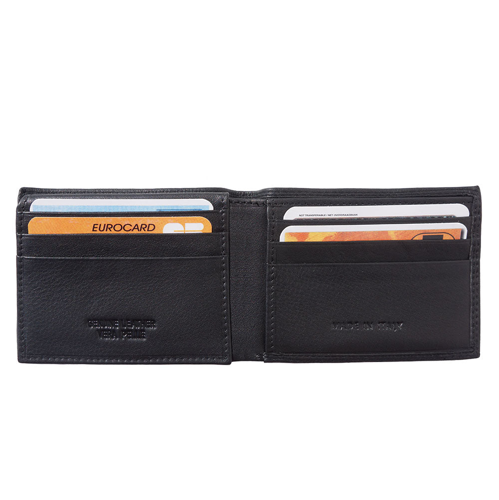 Men's wallet made of soft calf leather without coin compartment