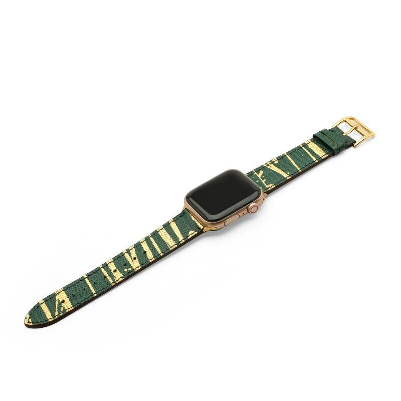 Correa Apple Watch Lagarto Verde Dorado