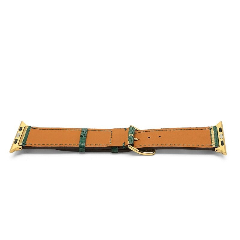 Correa Apple Watch Lagarto Verde Dorado