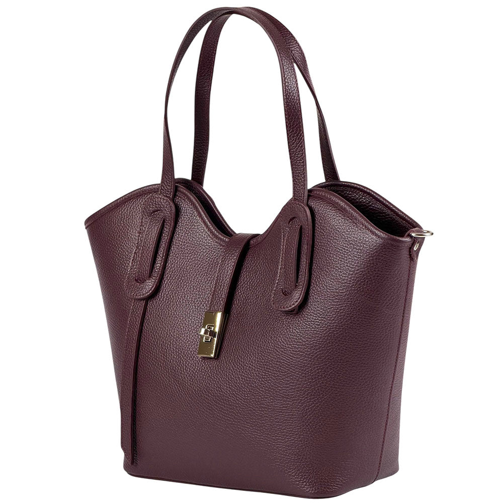 Bianca Large Italian Pebbled Cow Leather Tote Bag