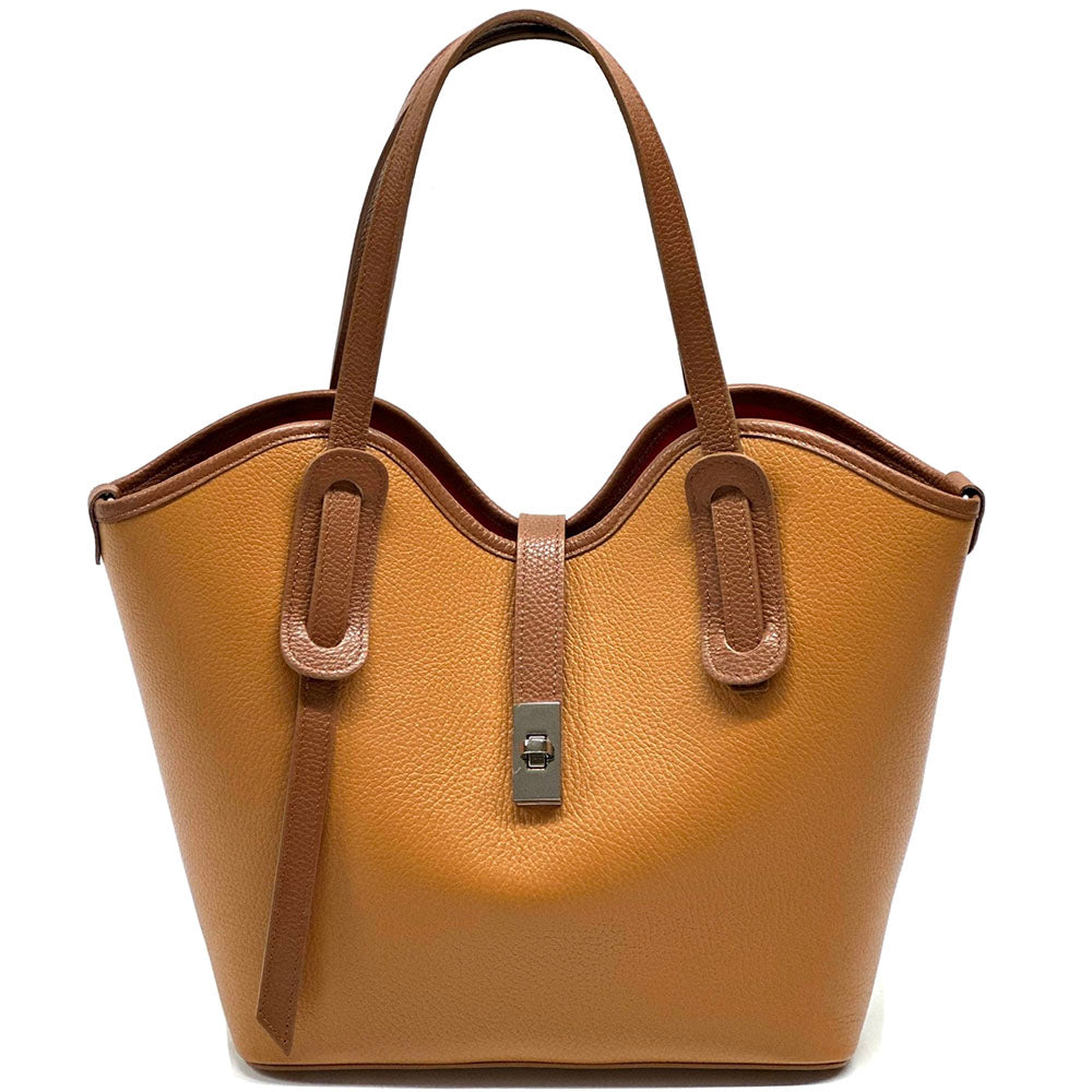 Bianca Large Italian Pebbled Cow Leather Tote Bag
