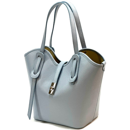 Bianca Large Italian Pebbled Cow Leather Tote Bag