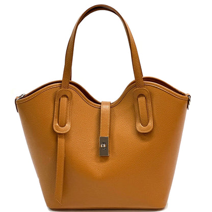Bianca Large Italian Pebbled Cow Leather Tote Bag