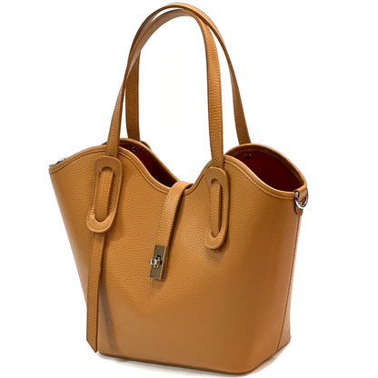 Bianca Large Italian Pebbled Cow Leather Tote Bag