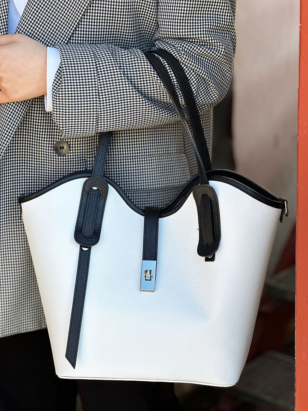 Bianca Large Italian Pebbled Cow Leather Tote Bag
