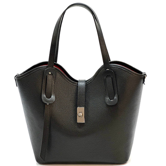 Bianca Large Italian Pebbled Cow Leather Tote Bag