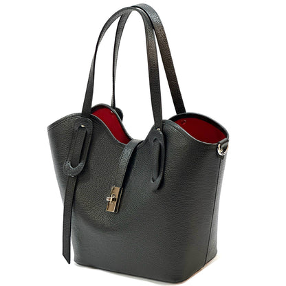 Bianca Large Italian Pebbled Cow Leather Tote Bag