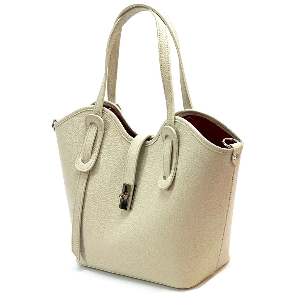Bianca Large Italian Pebbled Cow Leather Tote Bag