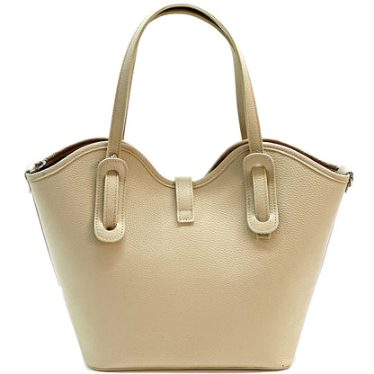 Bianca Large Italian Pebbled Cow Leather Tote Bag