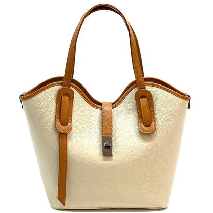Bianca Large Italian Pebbled Cow Leather Tote Bag