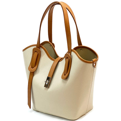 Bianca Large Italian Pebbled Cow Leather Tote Bag