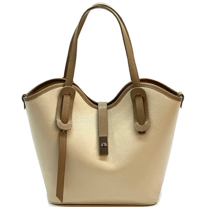 Bianca Large Italian Pebbled Cow Leather Tote Bag