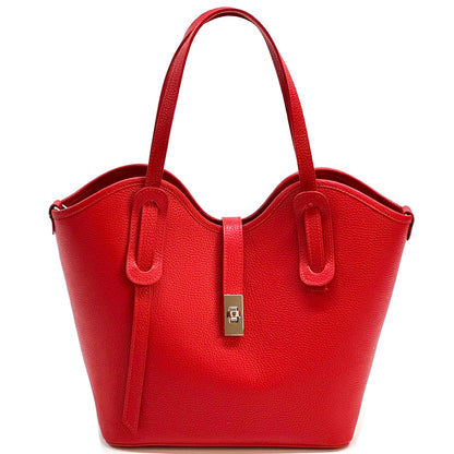 Bianca Large Italian Pebbled Cow Leather Tote Bag