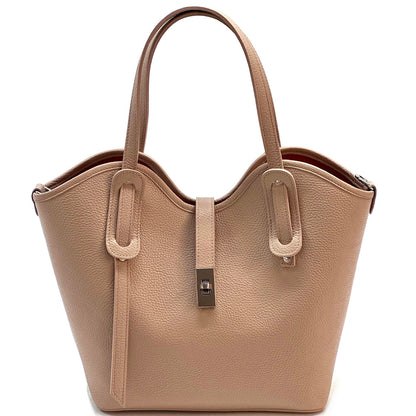 Bianca Large Italian Pebbled Cow Leather Tote Bag