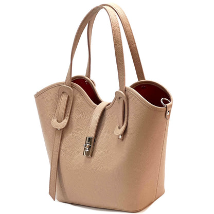 Bianca Large Italian Pebbled Cow Leather Tote Bag