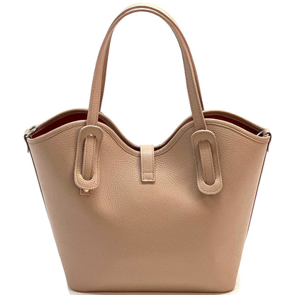 Bianca Large Italian Pebbled Cow Leather Tote Bag