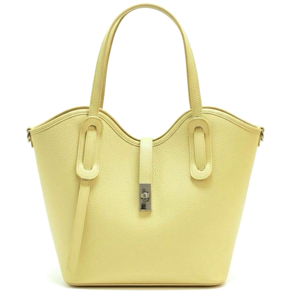 Bianca Large Italian Pebbled Cow Leather Tote Bag