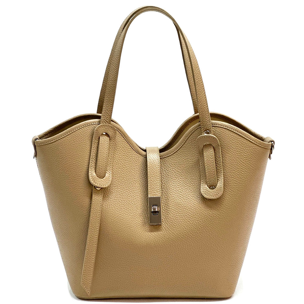 Bianca Large Italian Pebbled Cow Leather Tote Bag