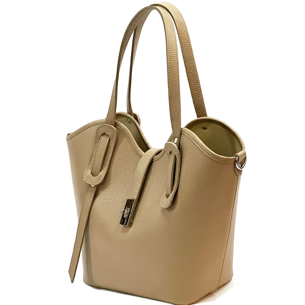 Bianca Large Italian Pebbled Cow Leather Tote Bag