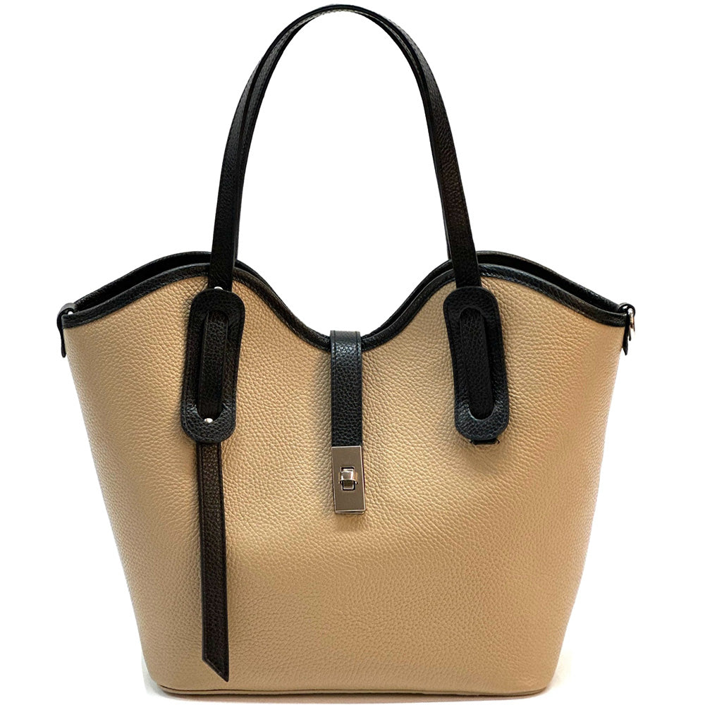 Bianca Large Italian Pebbled Cow Leather Tote Bag