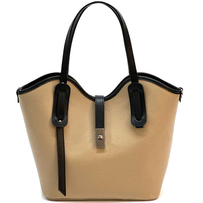 Bianca Large Italian Pebbled Cow Leather Tote Bag