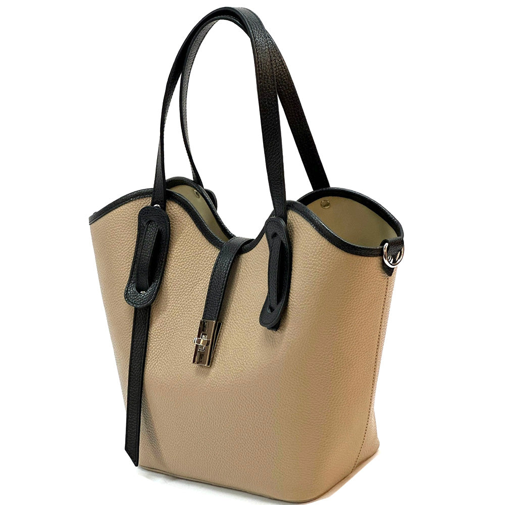 Bianca Large Italian Pebbled Cow Leather Tote Bag