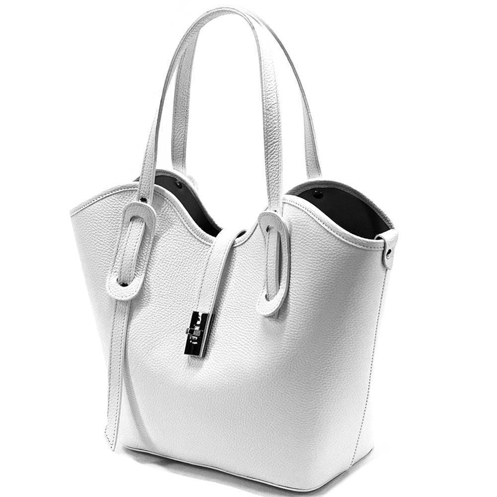 Bianca Large Italian Pebbled Cow Leather Tote Bag