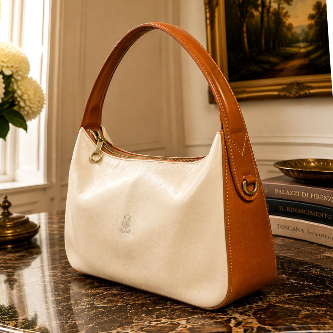 Leonia Hand-Dyed Italian Leather Crescent Hobo Bag