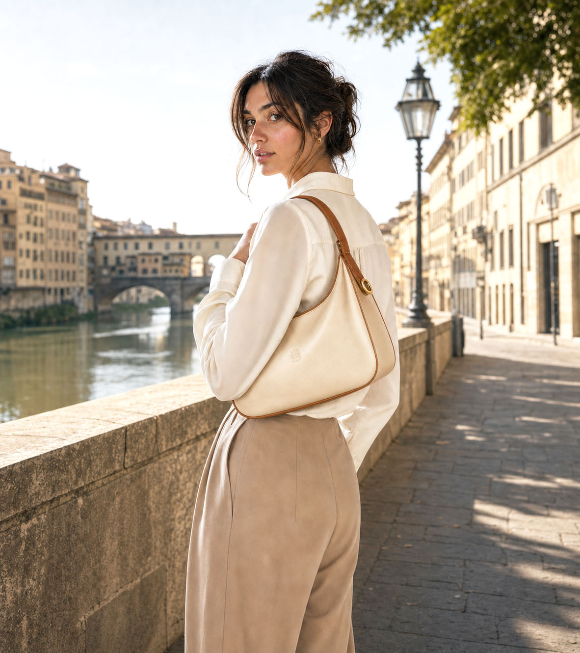 Leonia Hand-Dyed Italian Leather Crescent Hobo Bag