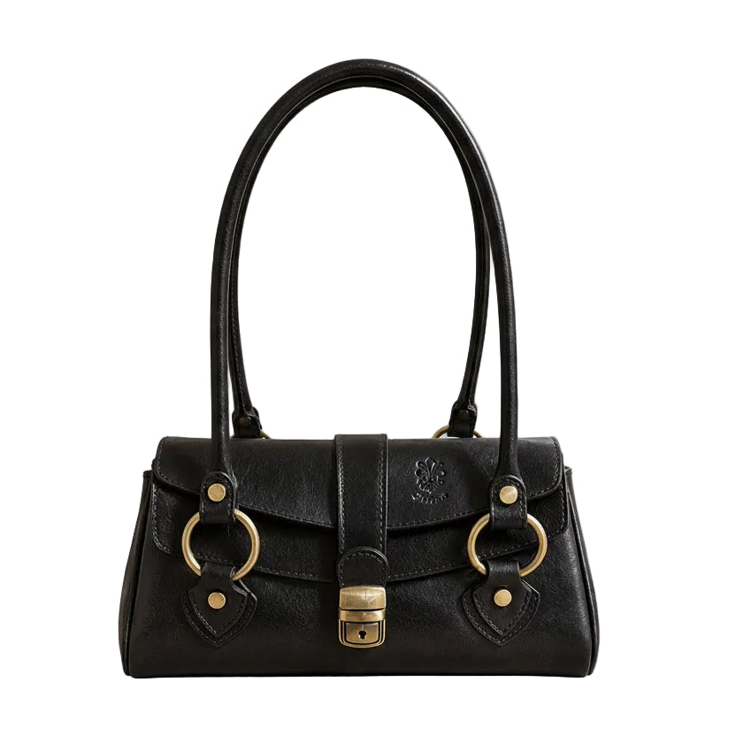 Tosca Dual-Compartment Italian Leather Baguette Bag