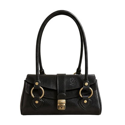 Tosca Dual-Compartment Italian Leather Baguette Bag