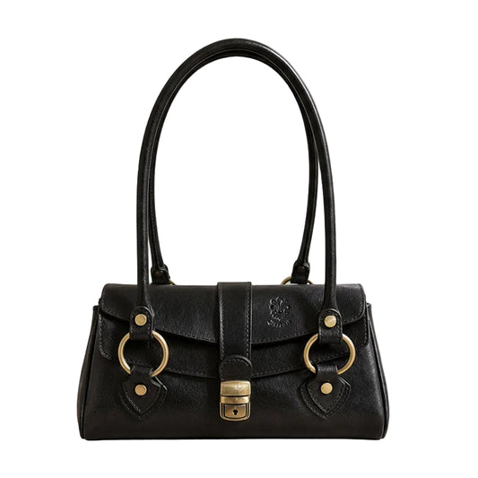 Tosca Dual-Compartment Italian Leather Baguette Bag