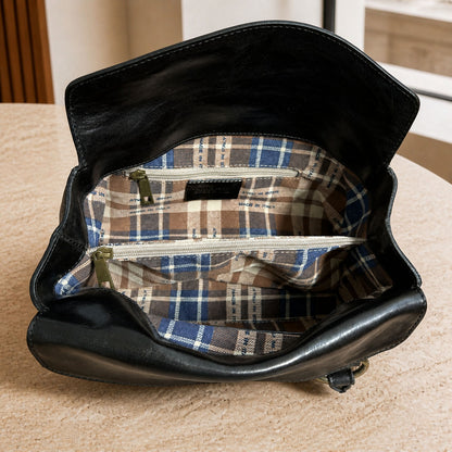 Tosca Dual-Compartment Italian Leather Baguette Bag