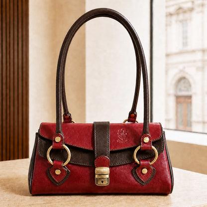 Tosca Dual-Compartment Italian Leather Baguette Bag