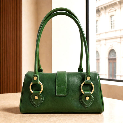 Tosca Dual-Compartment Italian Leather Baguette Bag