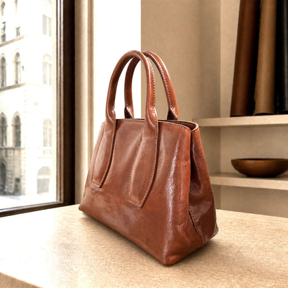 Diletta Compact Leather Satchel Bag