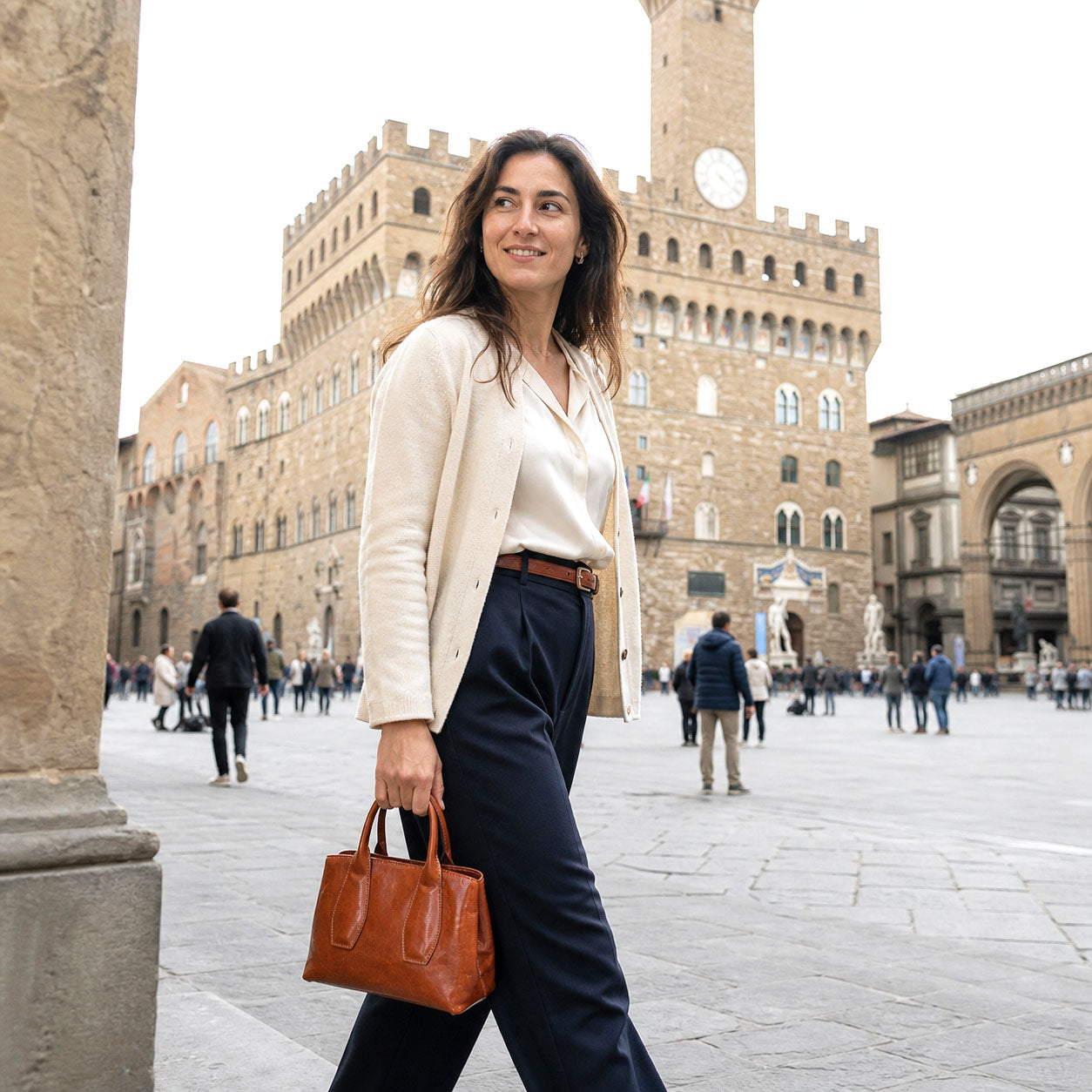 Diletta Compact Leather Satchel Bag