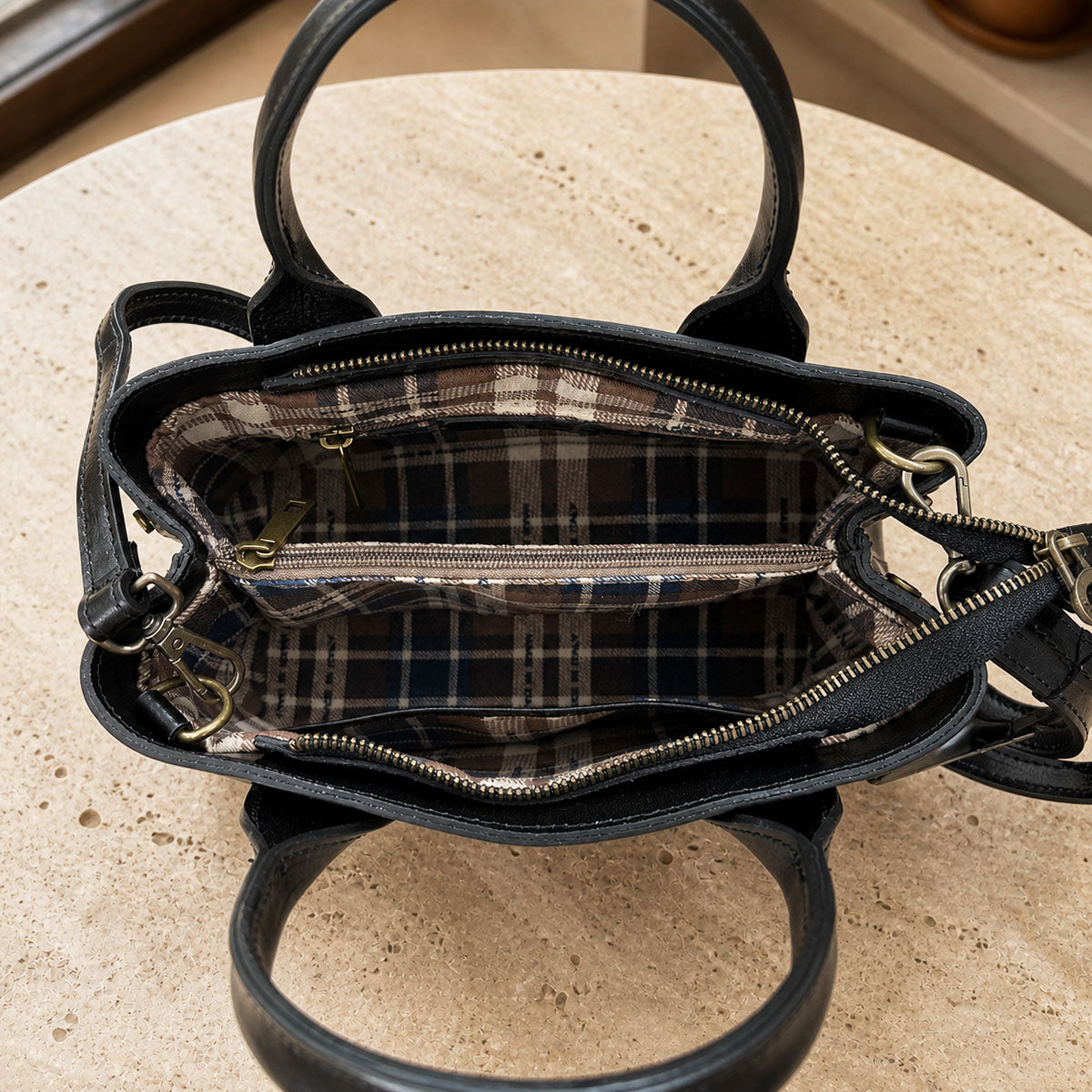 Diletta Compact Leather Satchel Bag