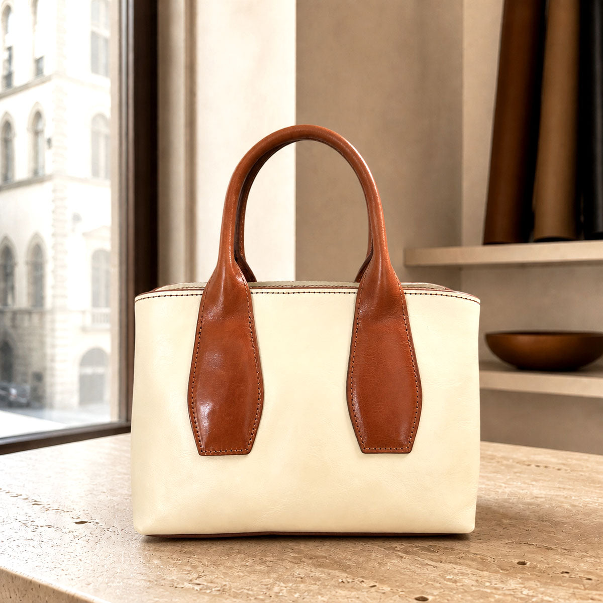 Diletta Compact Leather Satchel Bag