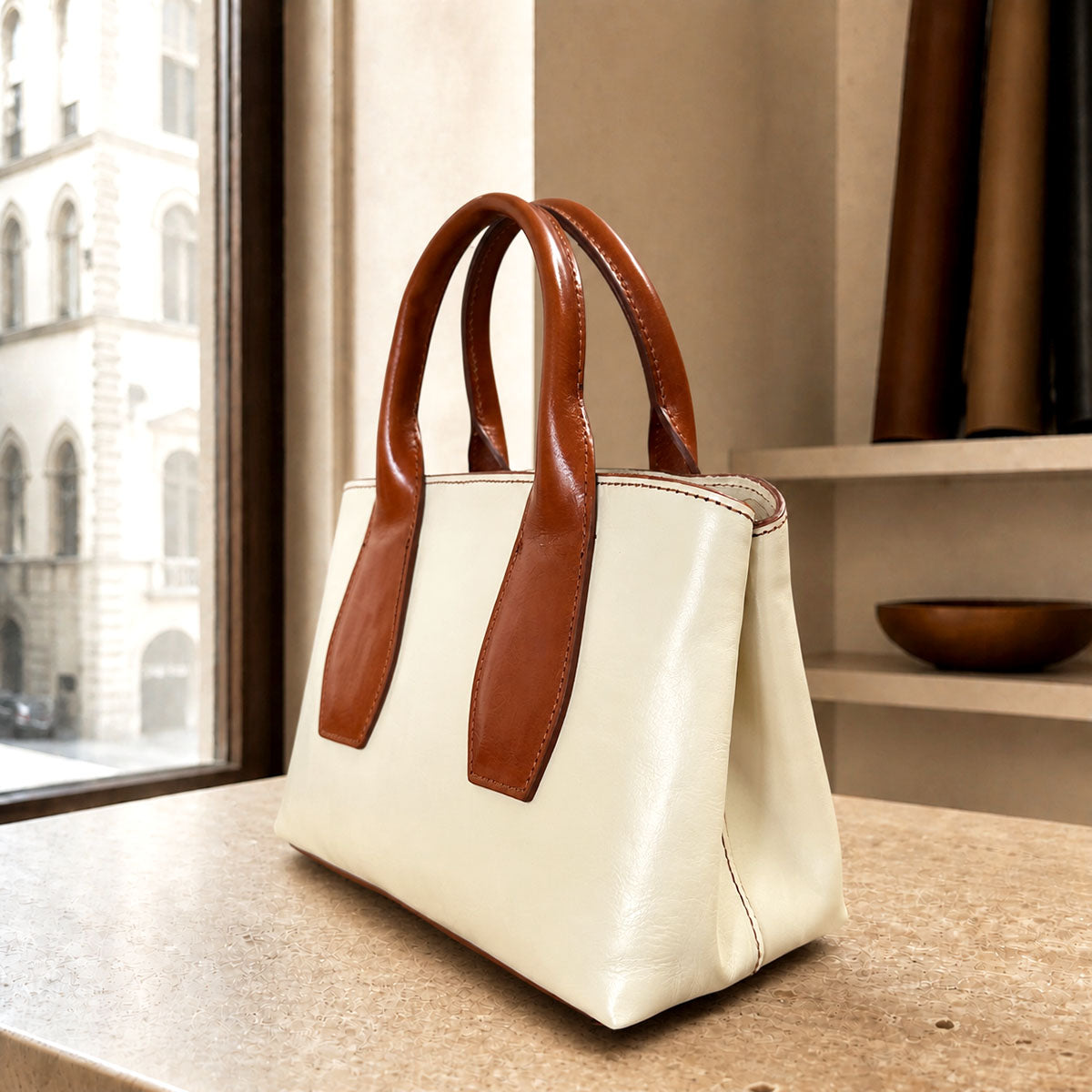 Diletta Compact Leather Satchel Bag