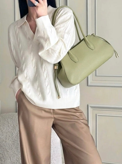 Heather Italian Cow Leather Shoulder Bag