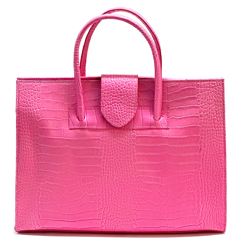 Crocetta Elegant Crocodile-Embossed Leather Briefcase