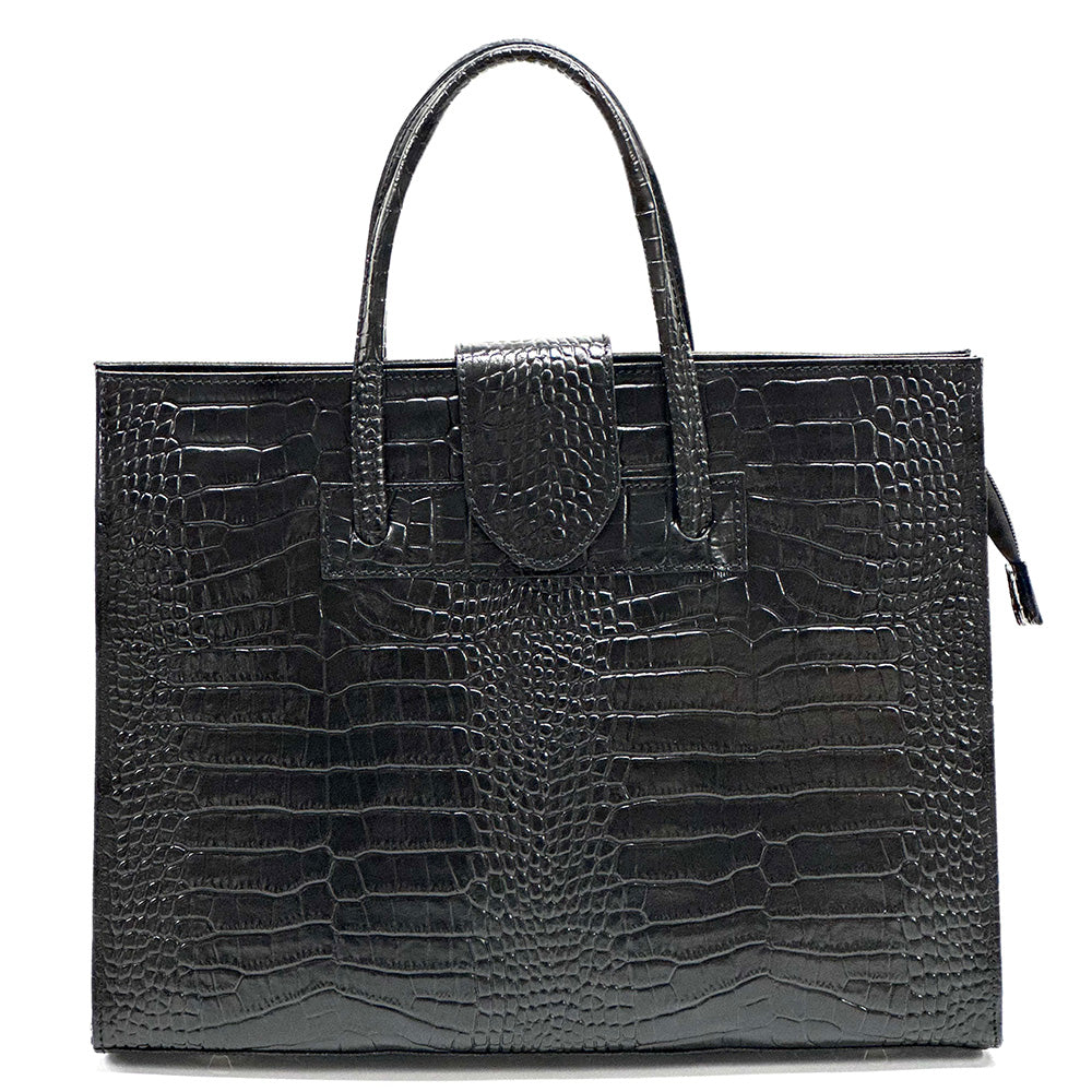 Crocetta Elegant Crocodile-Embossed Leather Briefcase