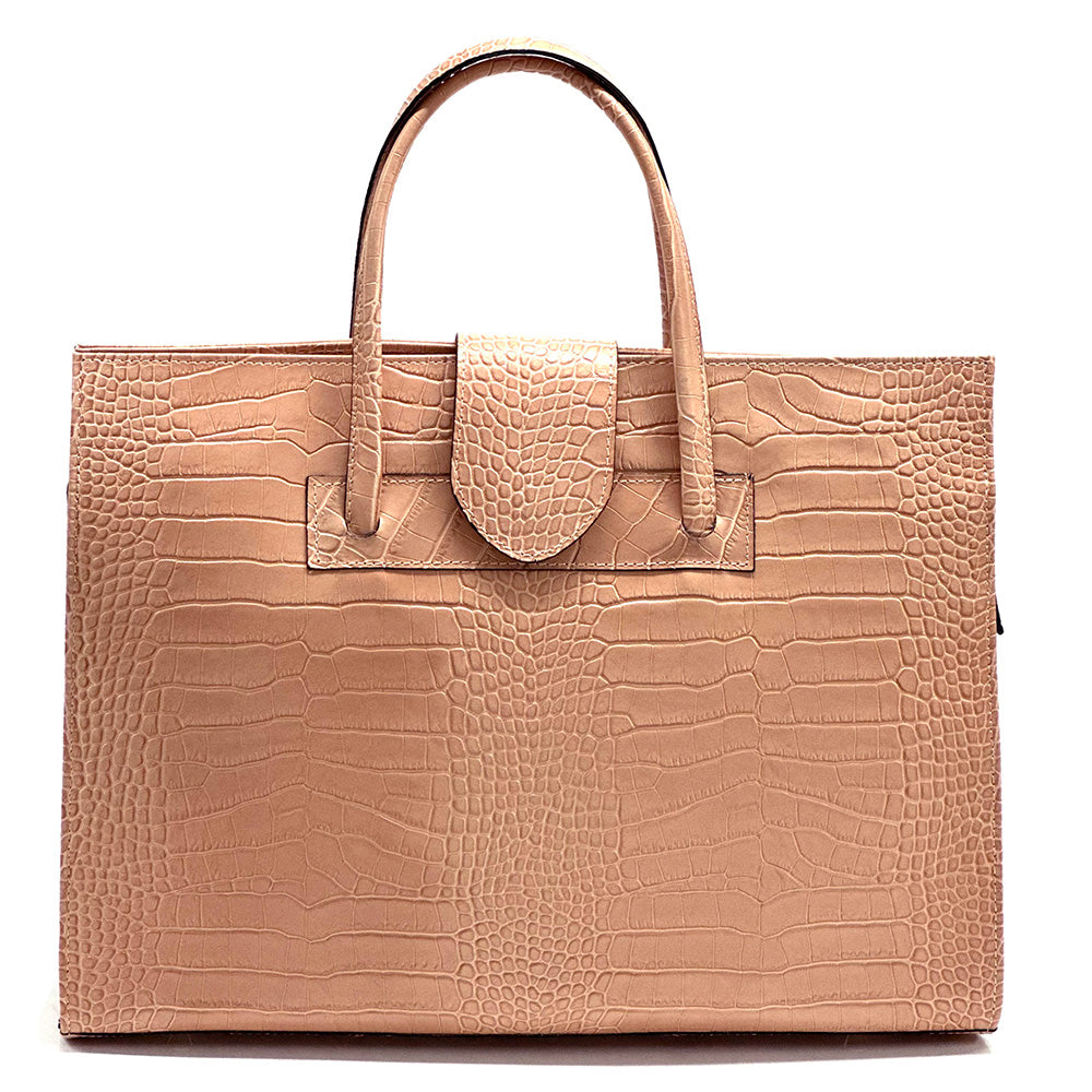 Crocetta Elegant Crocodile-Embossed Leather Briefcase