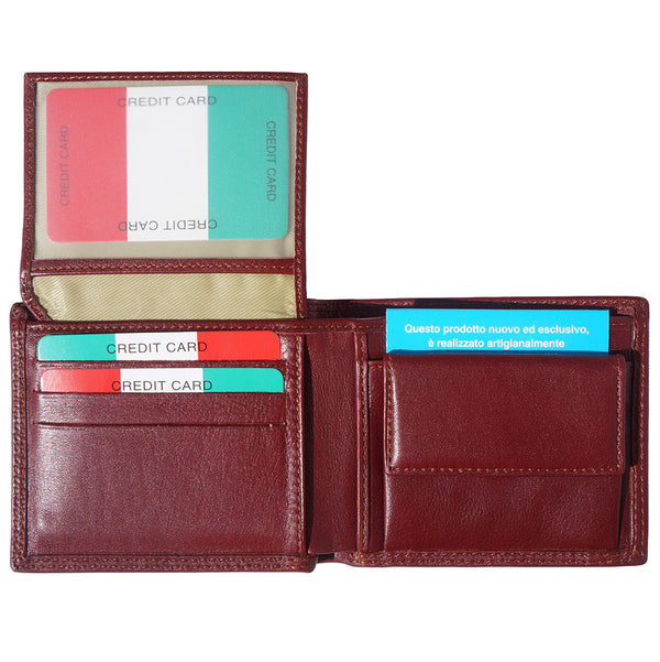 Genuine leather men's wallet with transparent pocket