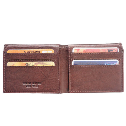 Medium wallet in calfskin soft leather with double flap