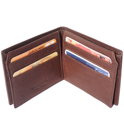 Medium Brieftasche aus Kalbsleder weichem Leder mit doppelter Klappe