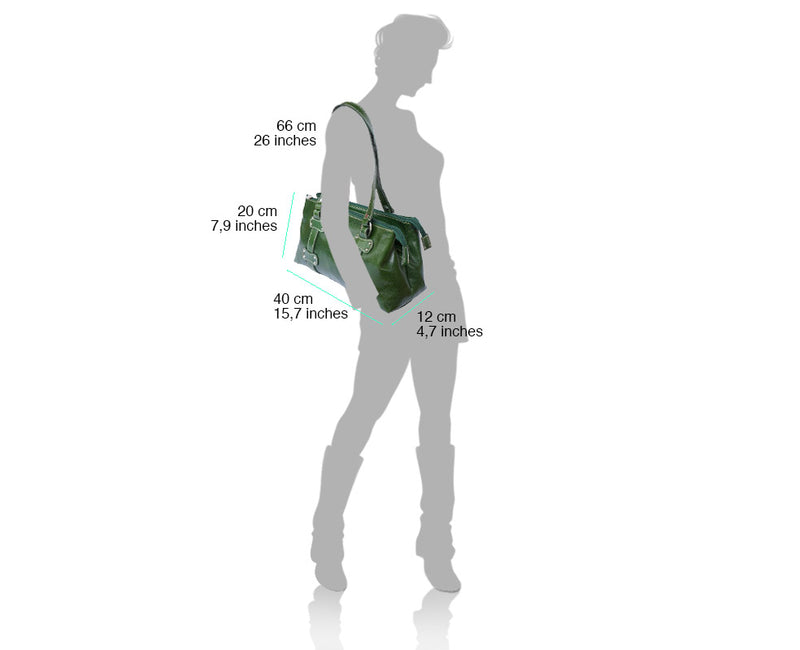 Echte Kalbslederhandtasche mit drei Fächern