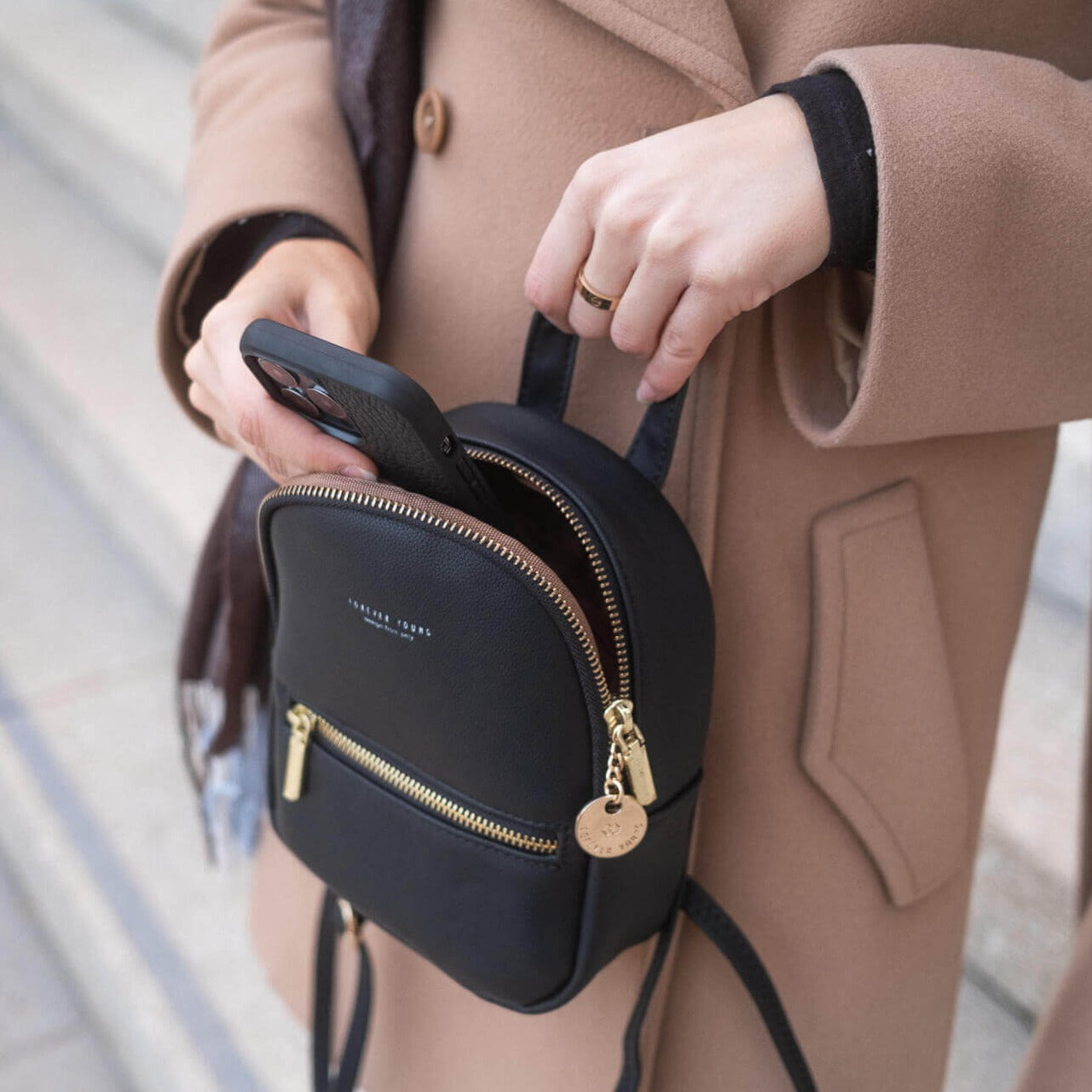 Mini Backpack Paris in Light Grey